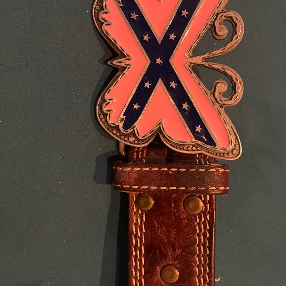 Women’s Nocona Genuine Leather Westen Belt 34 Butterfly Cross Statement Buckle - Picture 14 of 16